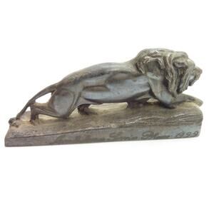 Vintage Lion Statue Metal Heavy